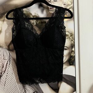 Revamped Black Lace Longline Bralette
